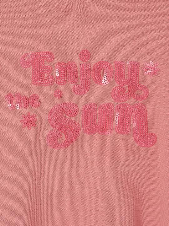 Actual product image Vertbaudet Mädchen Cropped-Shirt mit Pailletten-Schriftzug und Recycling-Baumwolle (92)