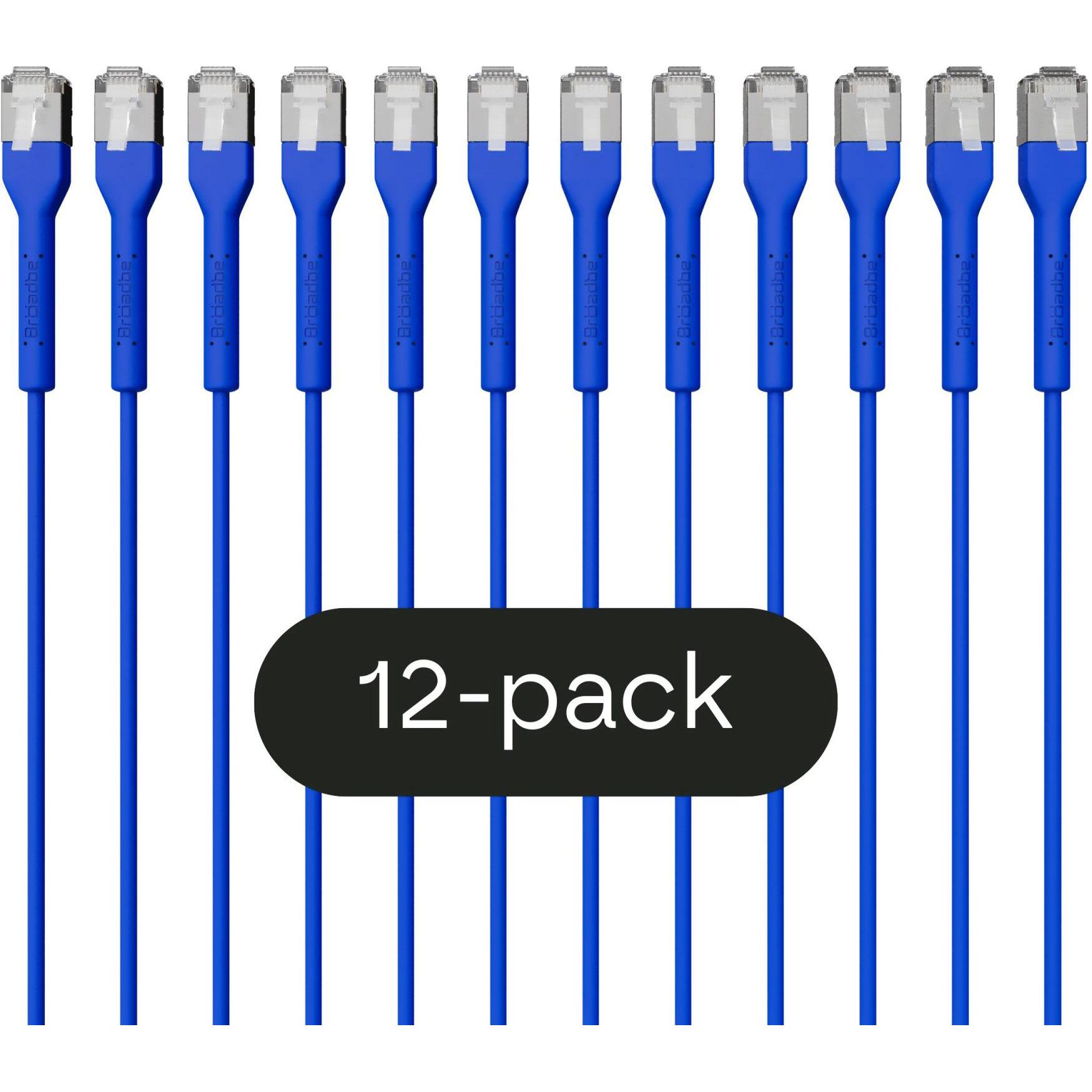 Broadbe Slim Patch Cable 10G Blue 2m 12-pack Cable-Patch-Cat6A-BL-2M-Slim-12 (CAT6a, 2 m), Cavo di rete
