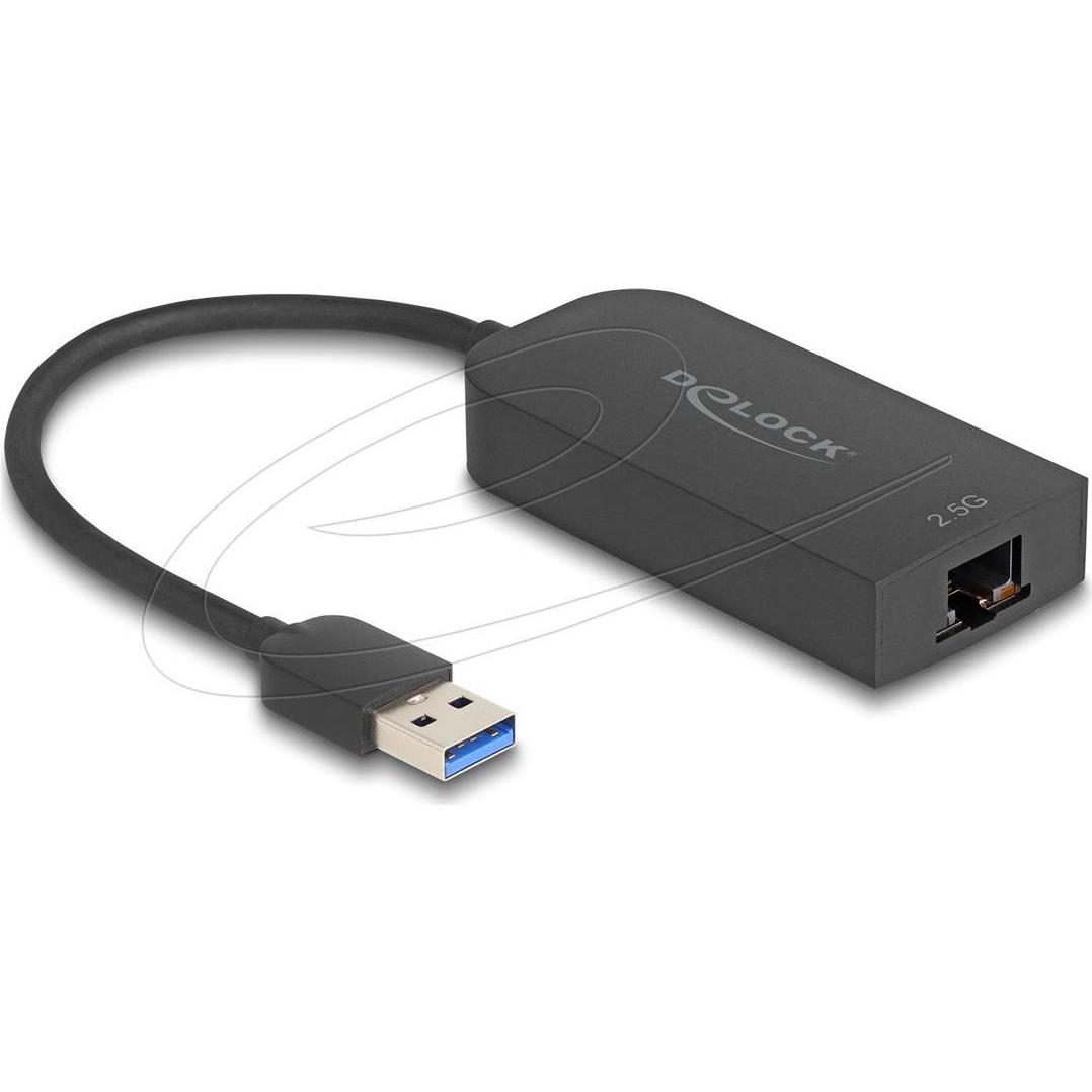 Delock 66045 - USB Typ-A Adapter zu 2,5 Gigabit LAN (USB 3.0, RJ45 2.5 Gigabit Ethernet (1x)), Netzwerkadapter, Schwarz