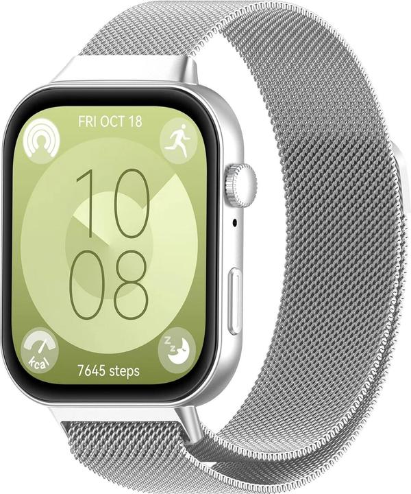 Produktbild Techsuit - Watchband (W009) - Huawei Watch Fit 3 - Silver (Edelstahl)