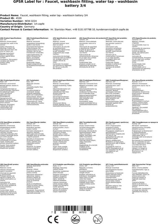 Immagine prodotto Ich-zapfe Rubinetto dell'acqua - miscelatore per lavello 3/4