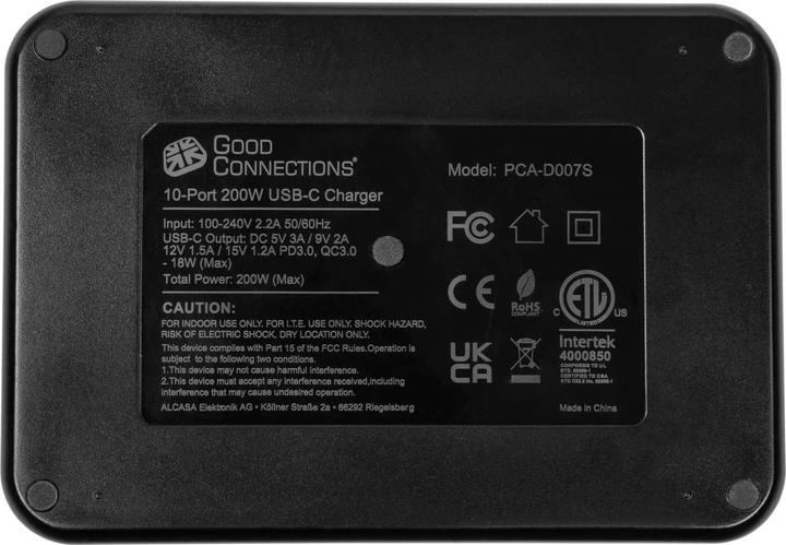 Productafbeelding Good Connections GC USB desktop snellaadstation 200W, 10-poorts (10x USB-C™), zwart (200 W, 10 ports)