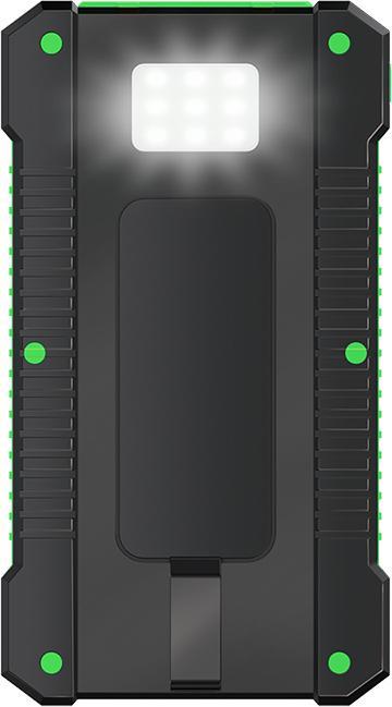 Actual product image LogiLink Solar power bank 8000 mAh, torch, 2x USB-A, green-black (8000 mAh, 10 W, 29.60 Wh)