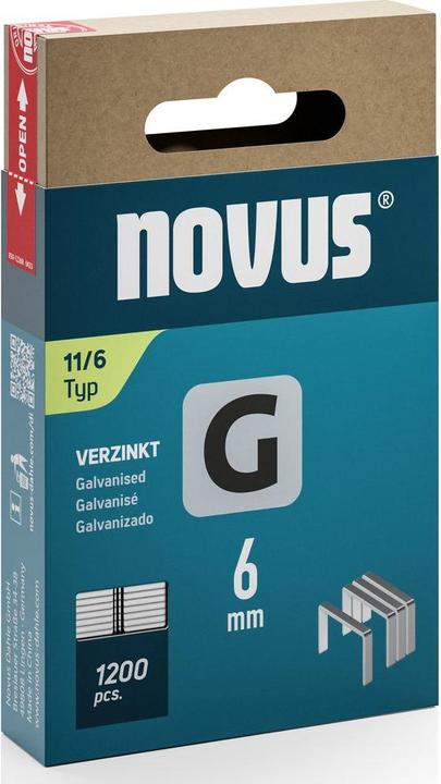 Produktbild Novus Flachdrahtklammern G 11 6mm 1200 Stk.