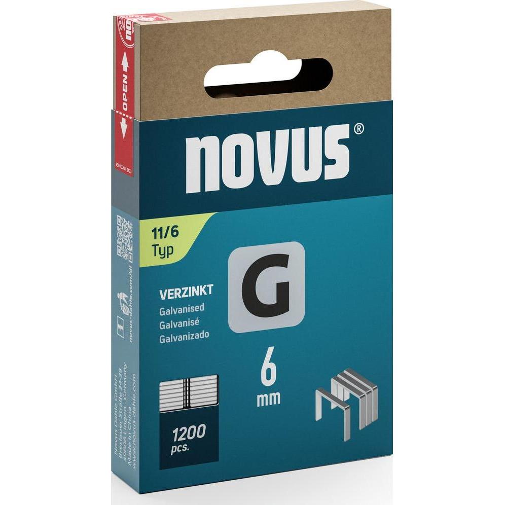 Novus, Tackerklammern + Tackernägel, Flachdrahtklammern G 11 6mm 1200 Stk.