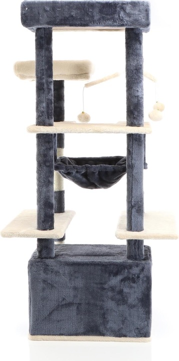Produktbild Fudajo Kratzbaum Dunkelgrau/Beige 134cm Katzenkratzbaum Katzenbaum Katzenmöbel (133 cm, Dunkelgrau, Beige)