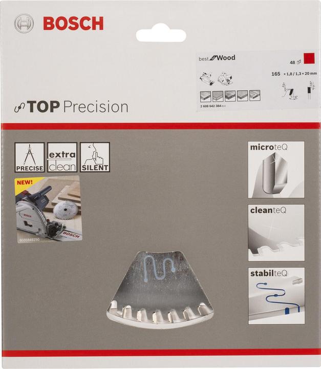 Actual product image Bosch Professional Zubehör Circular saw blade Top Precision Best for Wood, 165 x 20 x 1.8 mm, 48