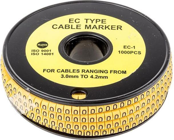 RS PRO Slide On PVC Yellow Cable Marker 0
