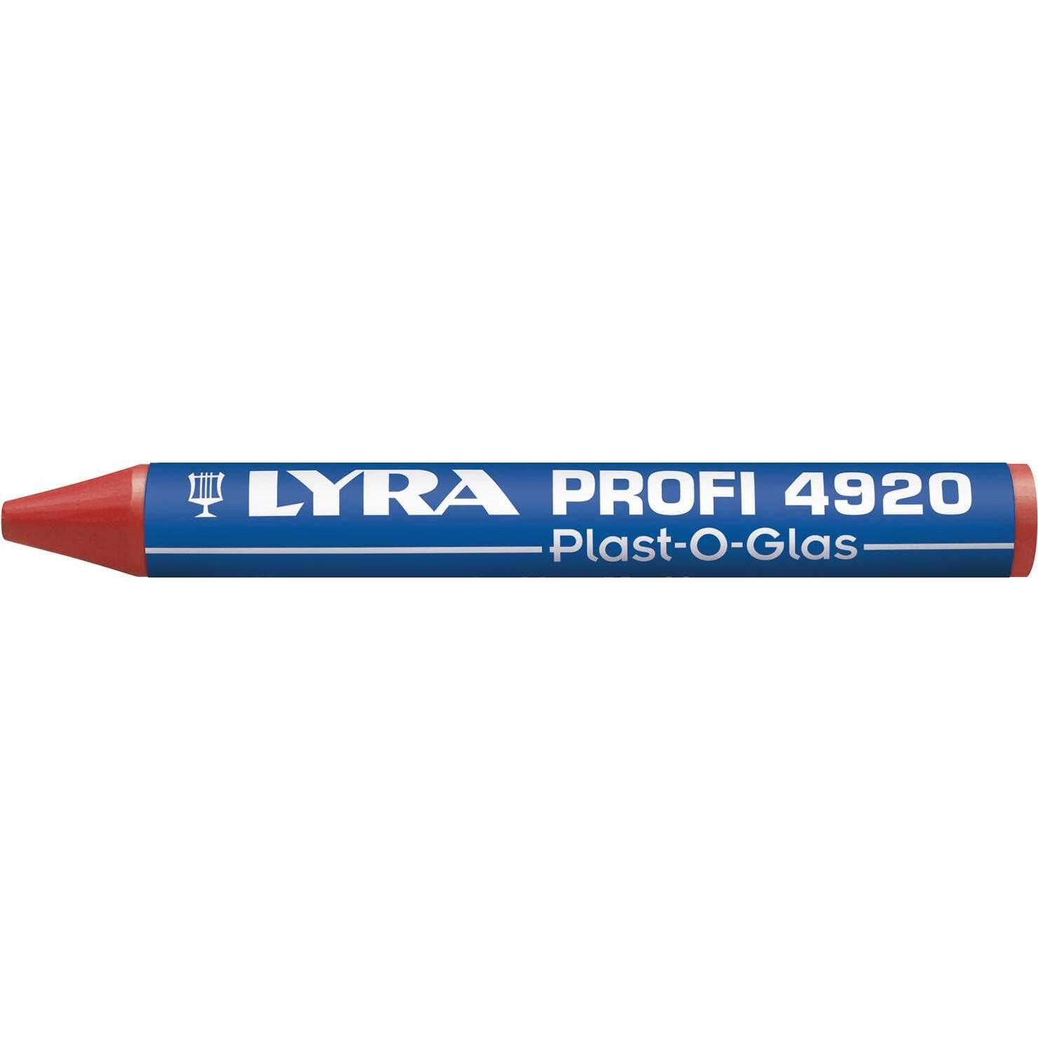 Lyra, Marker, Wachskreide 4920 Plast-O-Glas runde Form rot Inhalt 12 Stück (Rot, 12 x)