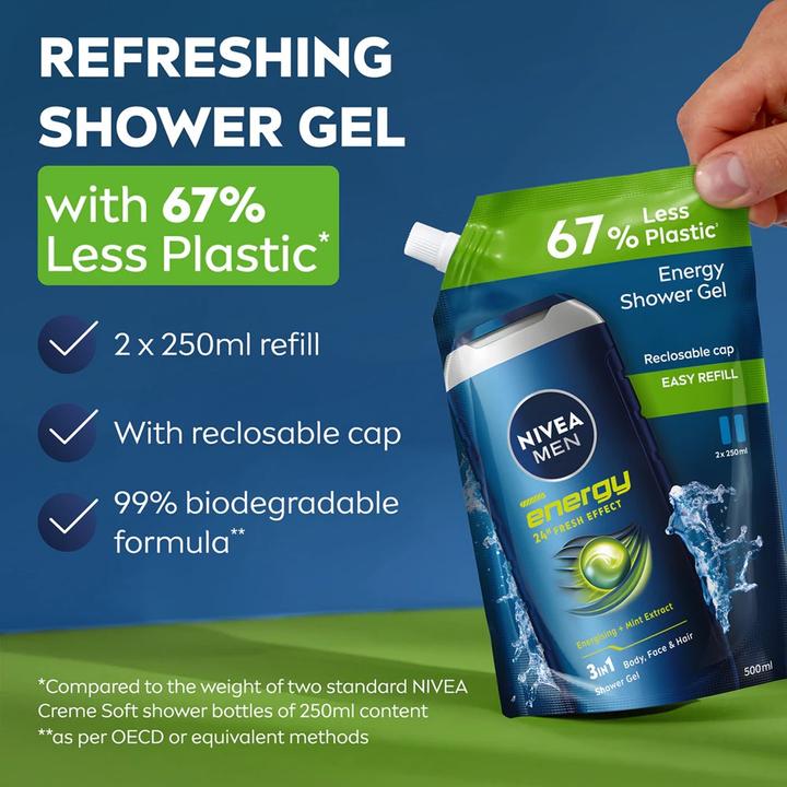 Produktbild NIVEA MEN Energy Refill Pflegedusche (500 ml)