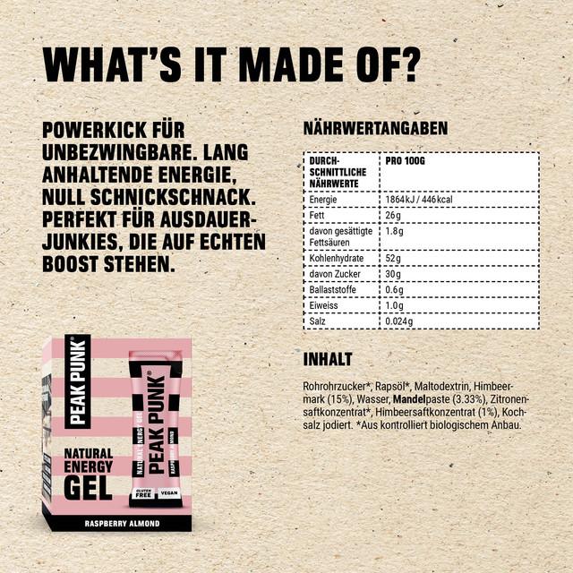 Produktbild Peak Punk Natural Energy Gel (Himbeere, 12 Stk., 341 g)