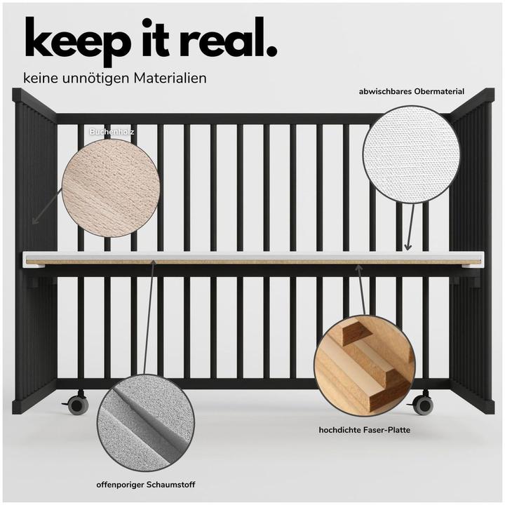 Image du produit Sämann Parc Premium avec barreaux amovibles (100 cm, 75 cm, Hêtre)