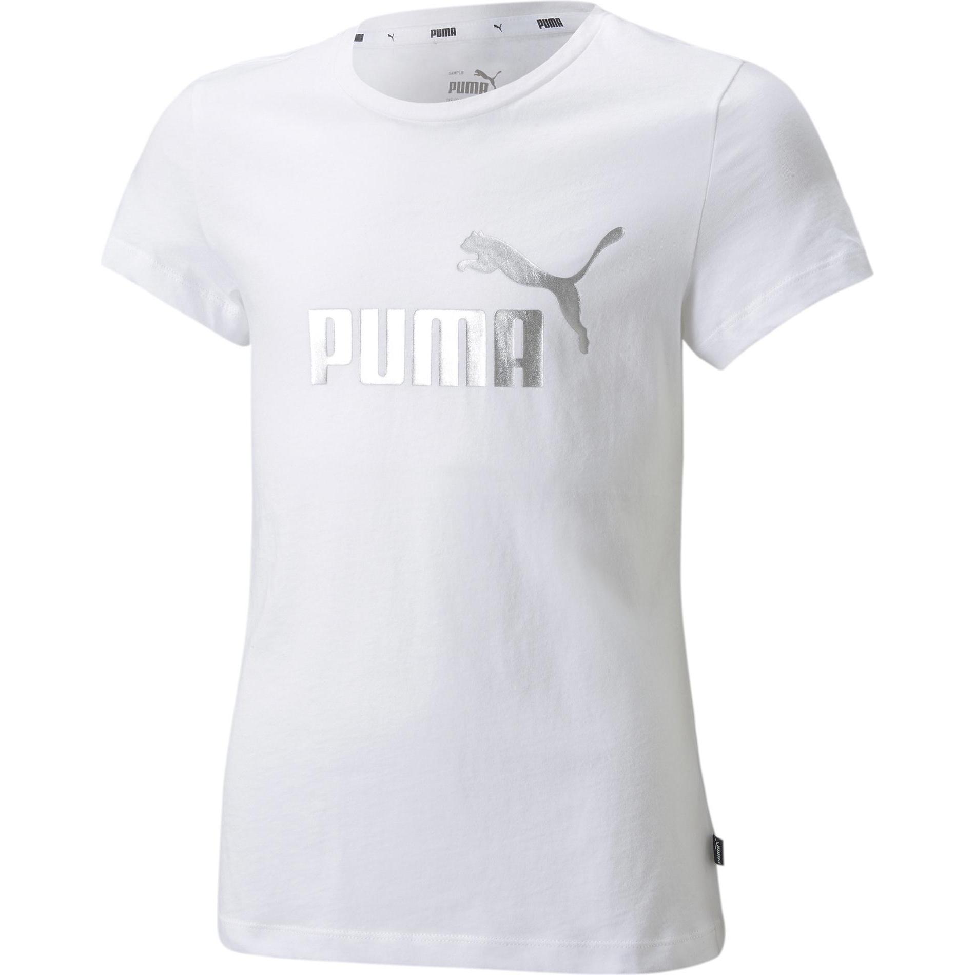 Puma, Mädchen, Sportshirt, ESS+ Logo Tee (116), Weiss, 116