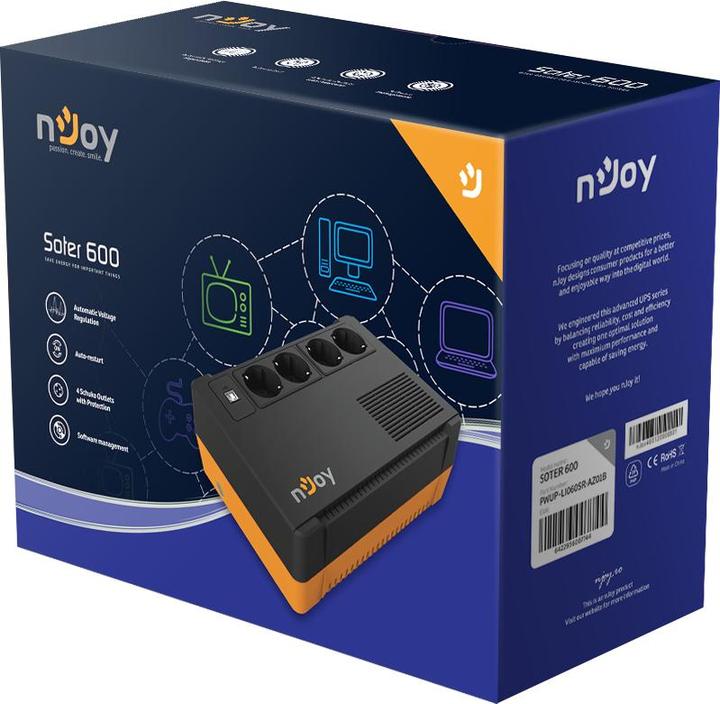 Productafbeelding Njoy Soter 600 (600 VA, 360 W, Lijninteractief UPS)