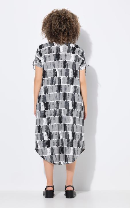 Produktbild Ulla Popken Midi-Jerseykleidm Batikstreifen, V-Ausschnitt, Halbarm (54)