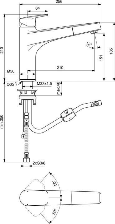 Actual product image Ideal Standard IDS single lever kitchen tap CERAPLAN 1-function pull-out spray chrome