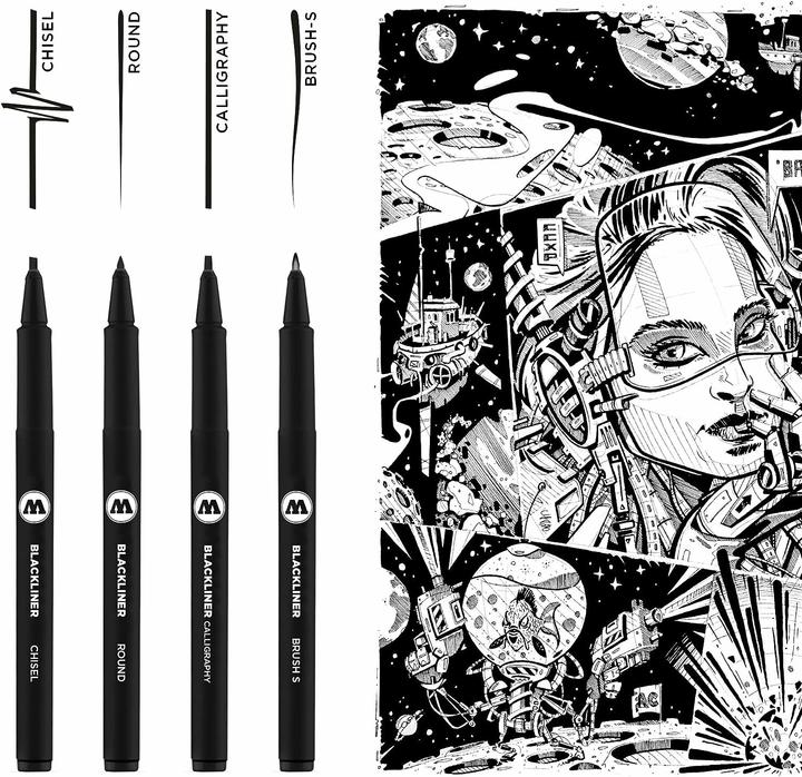 Actual product image Molotow Blackliner Permanent Set 3 wide 4 pieces (Black, 4x)