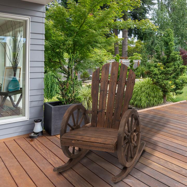 Actual product image Outsunny Wagon Wheel Design Rocking Chair