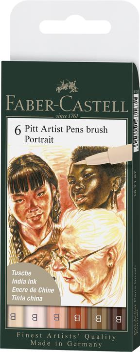 Produktbild Faber-Castell Pitt Artist Pen Brush (Braun, Beige, Rosa, Hautfarbe, 6 x)