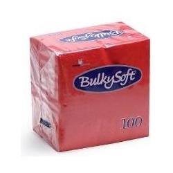 BulkySoft, Servietten, Serviet 24x24 cm 2-lag Rød,100 stk/pk (100 x, 24 x 24 cm)