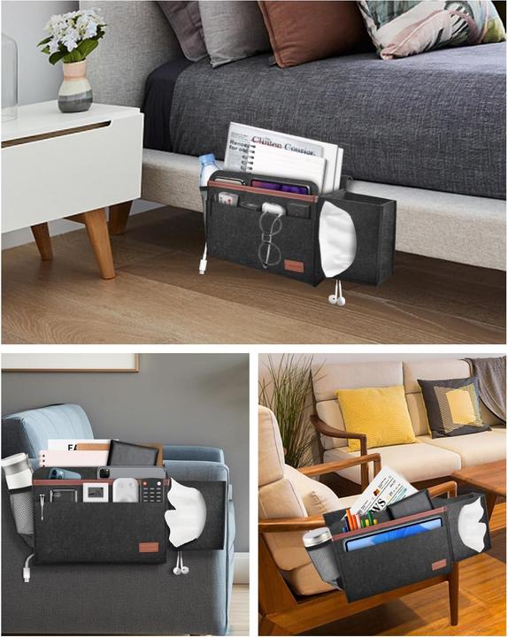 Produktbild Alopini Bettbeutel Bett Organizer Hook-in, Bettbeutel Hook-in dicken Filz rutschfest mit Schnalle