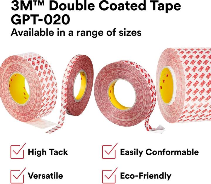Produktbild 3M GPT -020F Kunststoff-Klebeband doppelseitig, Klar, Stärke 0.202mm, 19mm x 50m (19 mm)