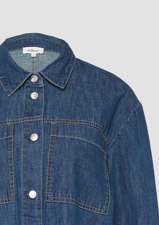 Produktbild S.Oliver Indoor-Jacke Jeans-Overshirt mit Knopfleiste und aufgesetzten Taschen (42)