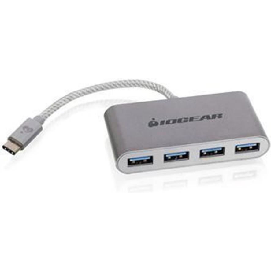 Iogear HUB-C USB 3.2 Gen 2 (3.1 Gen 2) Type-C (USB-C, 4 Ports), Dockingstation + USB Hub, Silber