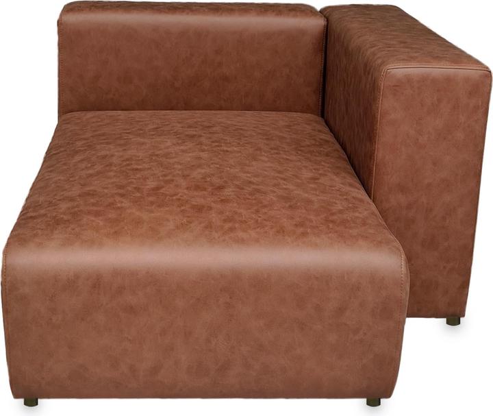 Actual product image En.Casa Sofa Suldal 2-seater with longchair imitation suede light brown (2 person sofa)