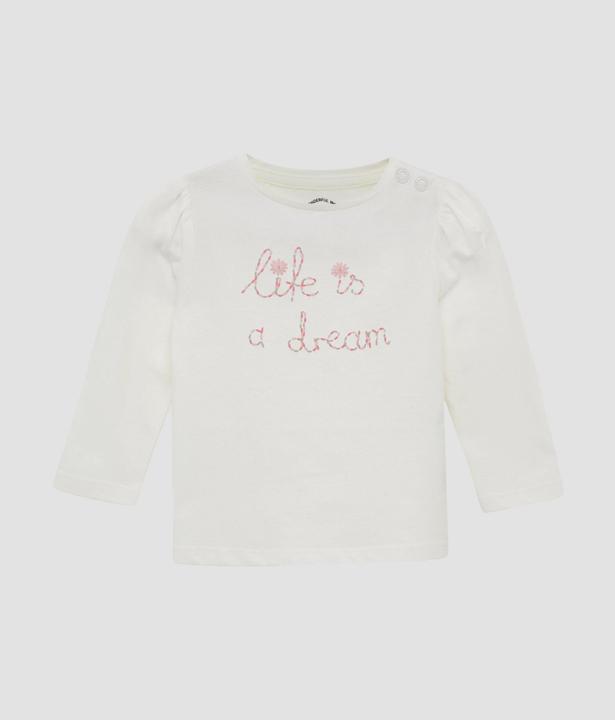 Produktbild S.Oliver T-Shirt Ausgestelltes Langarmshirt mit Glitzerprint und Puffärmeln (86)