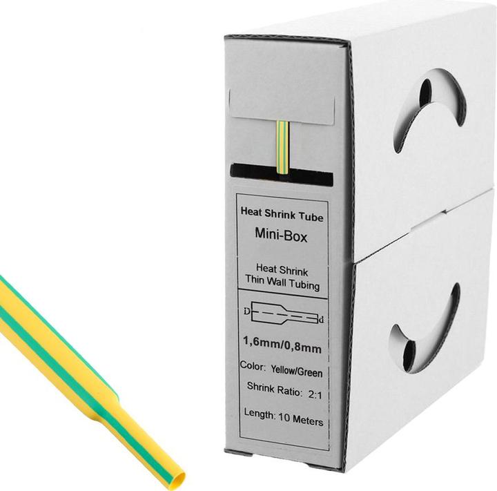 Image du produit Offgridtec Gaine thermorétractable Vert/Jaune 1,6mm > 0,8mm 2:1 (10x)