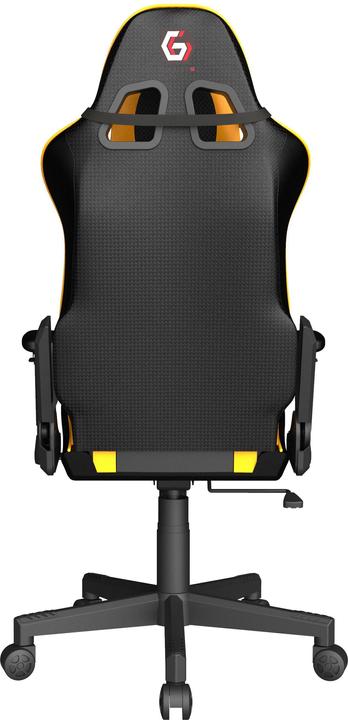 Actual product image Gembird Gaming chair SCORPION juodas mesh yellow skin