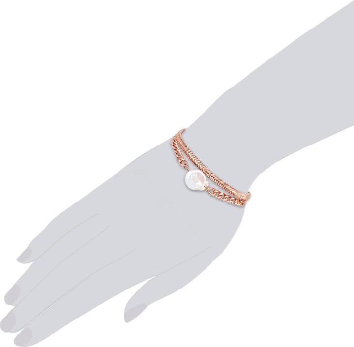 Immagine prodotto Lulu & Jane Ottone perla d'acqua dolce coltivata oro rosa 19,0 cm lunghezza base + 5,0 cm estensione - 33106 (19 cm, Ottone 100%)