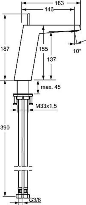 Productafbeelding Hansa Hansaloft wastafelmengkraan, zijdelings bediend, zonder afvoerset, uitsteeksel: 146mm, 57522203