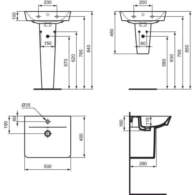 Thumbnail - Ideal Standard, Waschbecken, Connect Air Cube Air Waschtisch 500mm E0301 (460 mm, 500 mm)