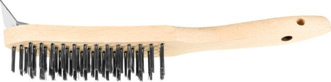 Actual product image Lessmann Wire brush length 290 mm 0.35 mm steel wire smooth 4 rows (0.35 mm)