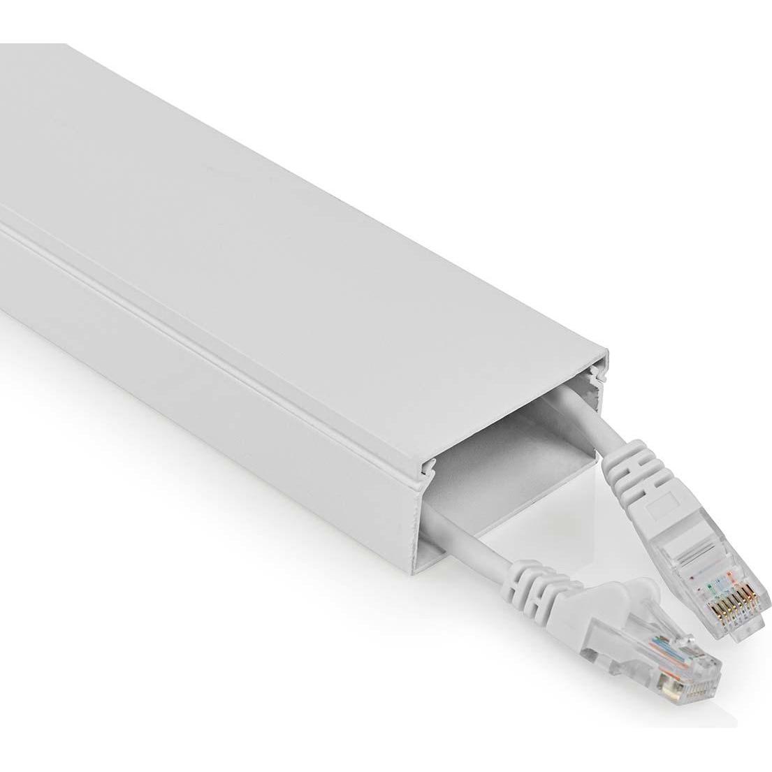 Nedis, Kabelschutz + Kabelführung, Kabelmanagement Röhre 1 Stück max. Kabeldicke: 25 mm Aluminium Weiss (Kabelkanal, 110...