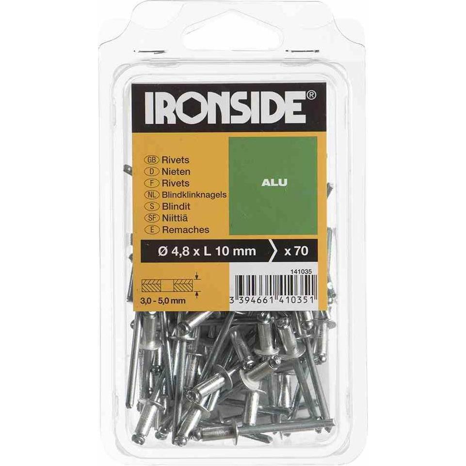Ironside, Nieten, Blindnieten 4,8 x 10 mm Aluminium, Verpackungsinhalt: 70 Stück