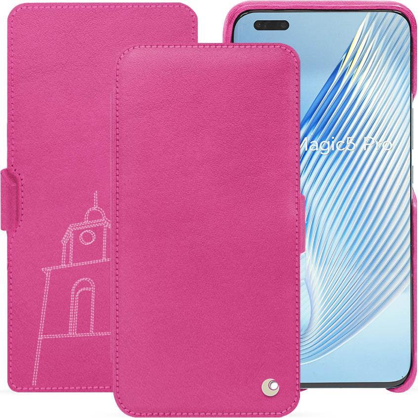 Noreve Lederschutzhülle horizontal (Honor Magic5 Pro), Smartphone Hülle, Rosa
