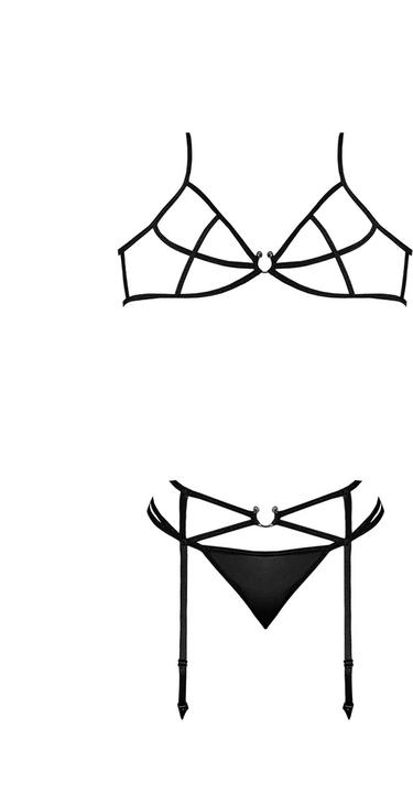 Produktbild Magic Silk Strappy Bra, Garter & G-Set w/ Rings (S, M)
