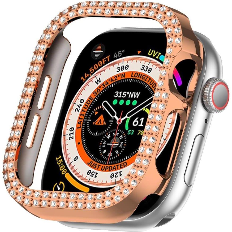 Thumbnail - Cover-Discount Apple Watch 10 - 46mm - Glitzer Strass Schutz Case, Smartwatch Zubehör, Rosa