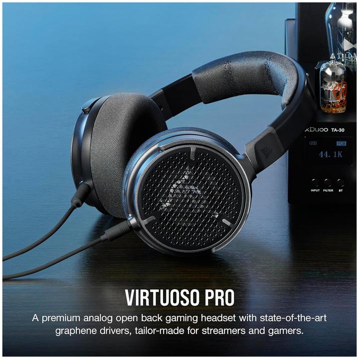 Actual product image Corsair VIRTUOSO PRO Open Back Streaming/Gaming Headset - Carbon-CA-9011370-NA (Cable)