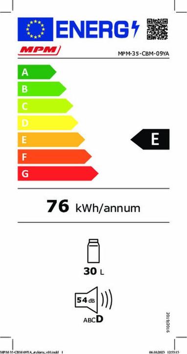 Energy Label MPM TOURIST COOLER MPM-35-CBM-09YA (30 l)