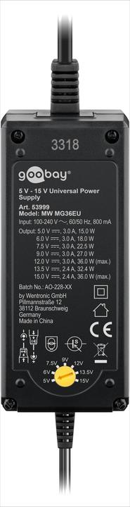Immagine prodotto Goobay Alimentatore universale 3V-12V 1,0 A
