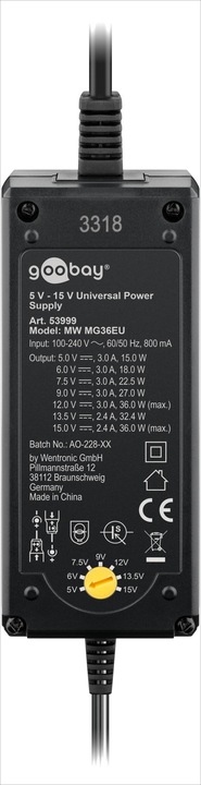 Image du produit Goobay Adaptateur secteur universel 3V-12V 1.0 A