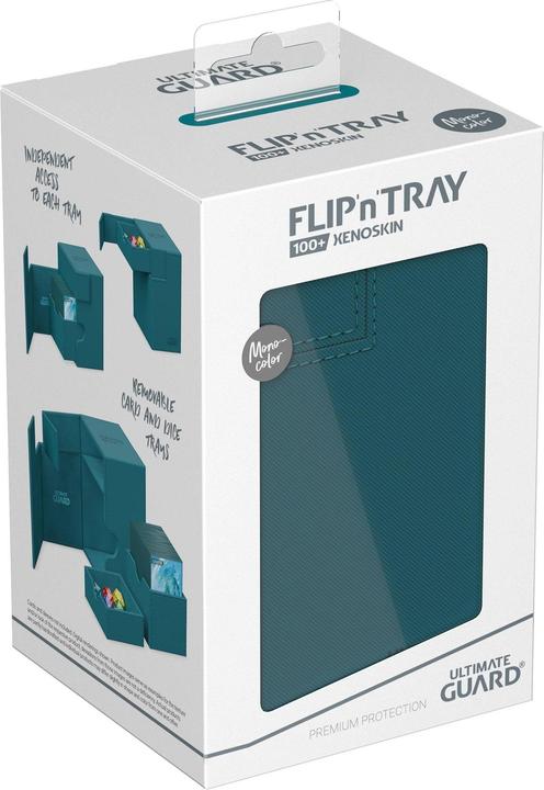 Actual product image Ultimate Guard Card Box Flip'n'Tray XenoSkin Monocolor 100+ Petrol Blue