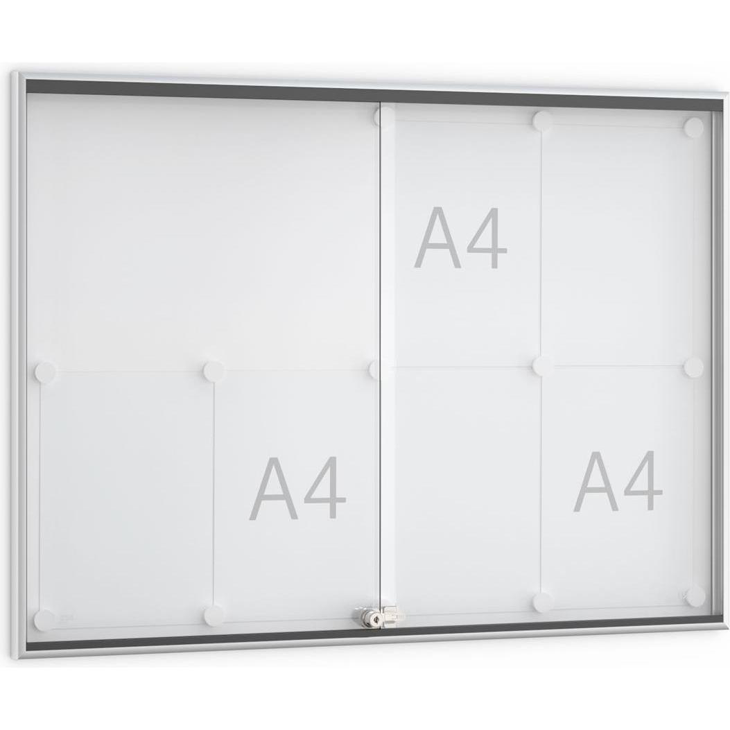 Wsm, Pinnwand, Schiebetürschaukasten 8 x DIN A4 B920xH674mm Rahmen eckig für Innenbereich