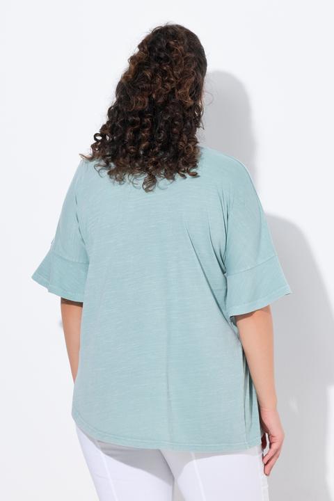 Actual product image Ulla Popken Asymmetric Flounce Panel Short Sleeve Tee (42, 44)
