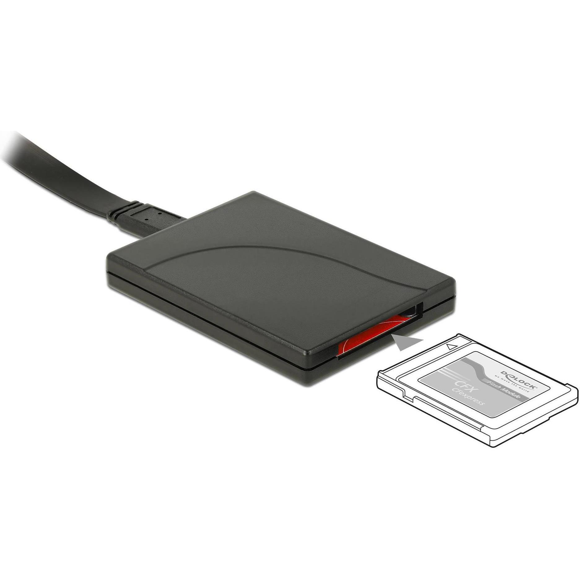 Delock USB 3.0 Card Reader CFX (USB-C), Speicherkartenlesegerät, Schwarz