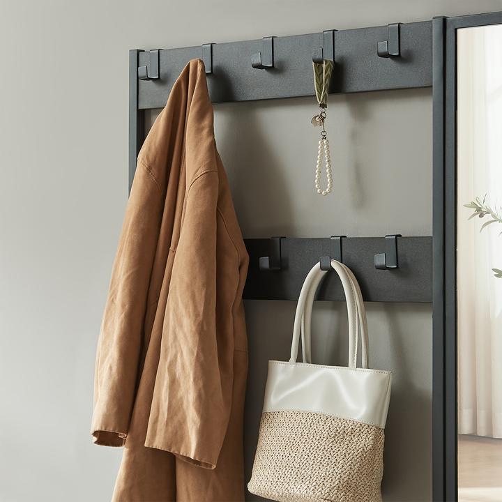 Produktbild En.Casa Garderobenständer Napinerg mit Spiegel und Schuhregal 185x98x34 cm Schwarz